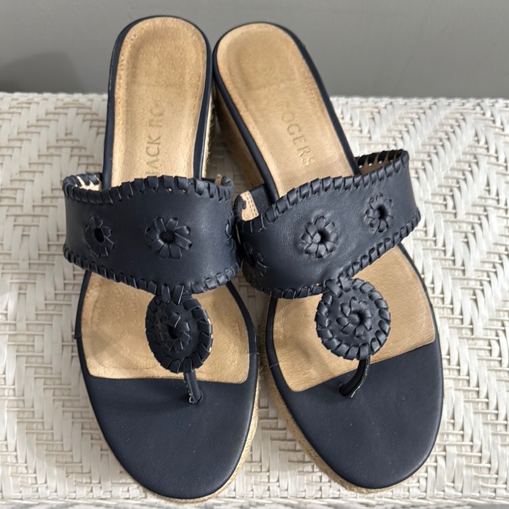 Jack Rogers Women's Dark Navy Blue Espadrille Wedge Sandals